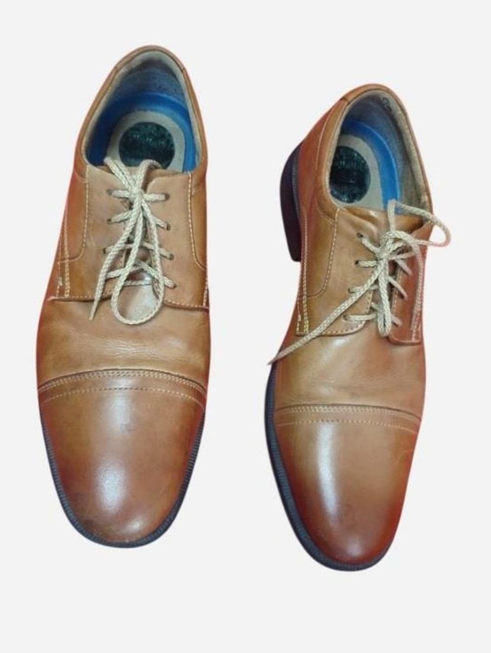Nunn Bush Men's Tan Leather Oxfords Size 11.5M Comfortable Gel Insole With Lace